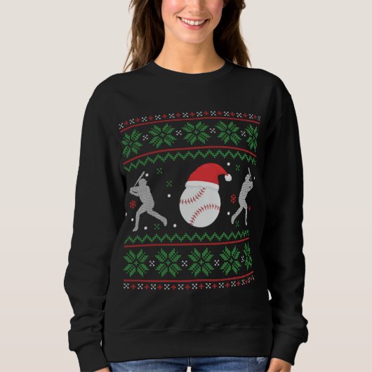 Baseball Ugly kerstkeuken Funny Xmas Basebal Trui (Voorkant)
