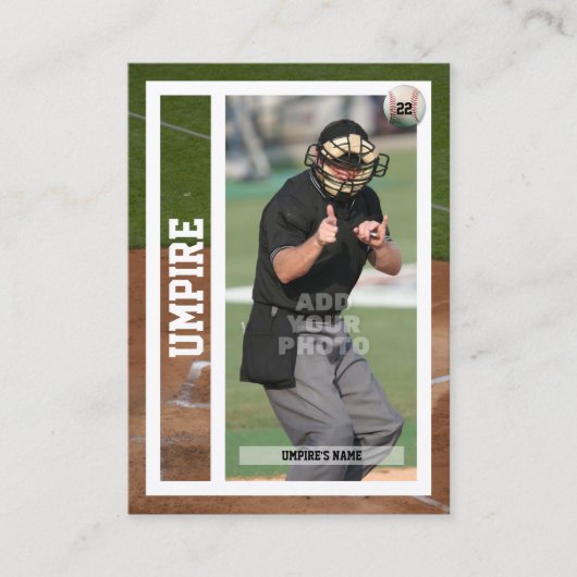 Baseball Umpire Pensioen Souvenir Trading Kaart Contactkaartje (Voorkant)