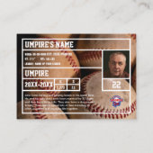 Baseball Umpire Pensioen Souvenir Trading Kaart Contactkaartje (Achterkant)