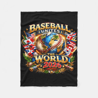 Baseball unites the world 2026 global fan graphic  fleece deken