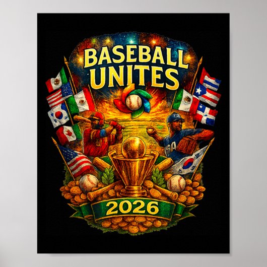 Baseball unites the world 2026 global fan graphic  poster (Voorkant)