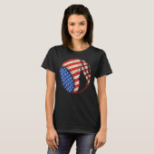 Baseball US American Flag July 4th Patriotic Vinta T-shirt (Voorkant volledig)