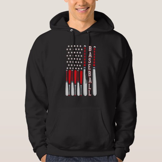 Baseball USA Flag Patriotic American Baseball 4th  Hoodie (Voorkant)