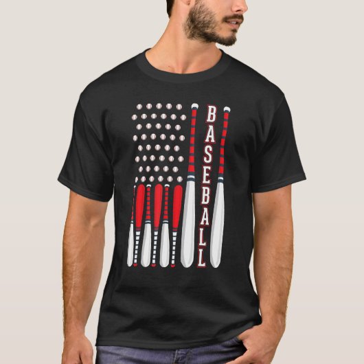 Baseball USA Flag Patriotic American Baseball 4th  T-shirt (Voorkant)