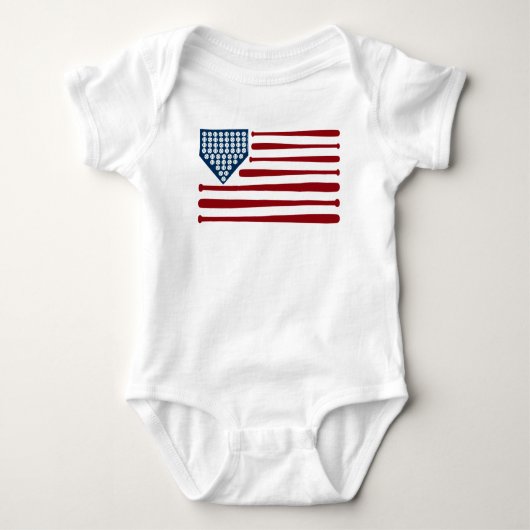 Baseball USA Vlag Bats & Balls - GraphicLoveShop Romper (Voorkant)