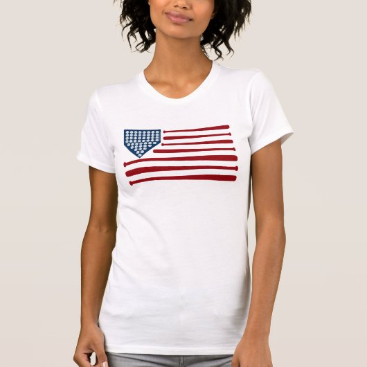 Baseball USA Vlag Bats & Balls - GraphicLoveShop T-shirt (Voorkant)