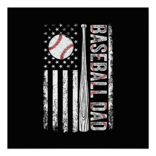 Baseball Vader Amerikaanse Vlag Patriottische Vade Perfect Poster