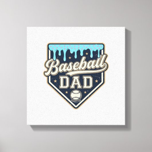 Baseball Vader Druppelende Thuisplaat Vintage Vect Canvas Afdruk (Voorkant)