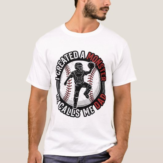 Baseball Vader Monster Vintage Catcher Shirt Ontwe (Voorkant)