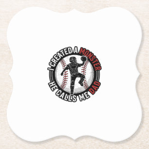 Baseball Vader Monster Vintage Catcher Shirt Ontwe Kartonnen Onderzetters