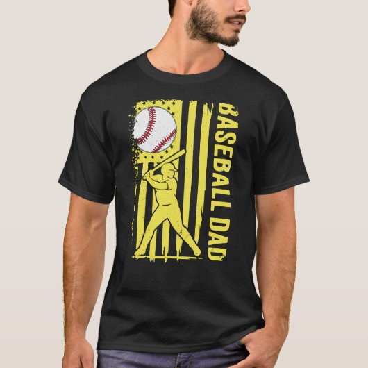 Baseball Vader Vlag van de VS T-shirt (Voorkant)