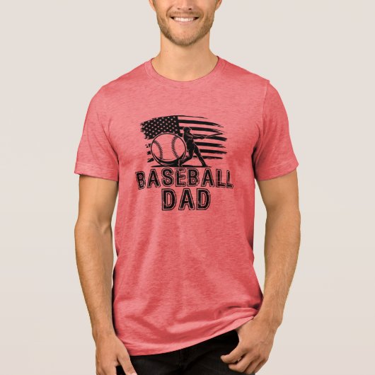 Baseball Vader Vlag van de VS Tri-Blend Shirt (Voorkant)
