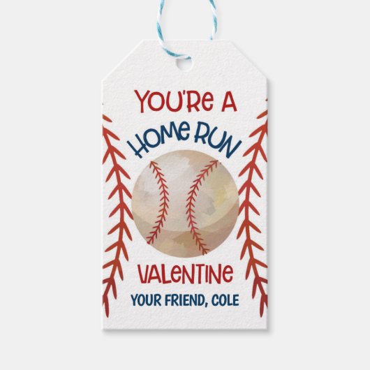 Baseball Valentijn Kaart Favor Tag Cadeaulabel (Voorkant)