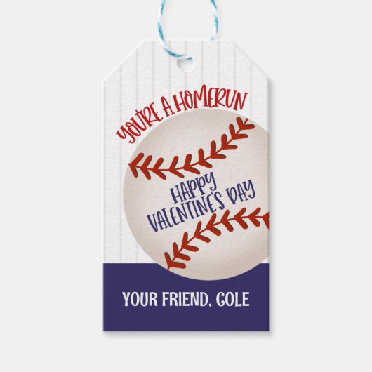Baseball Valentijn Kaart Favor Tag Cadeaulabel (Voorkant)