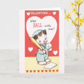  Baseball Valentijnsdag Kaart (Gele Bloem)
