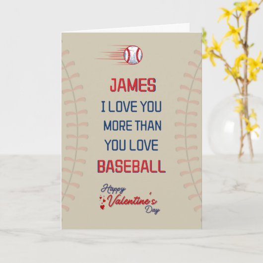 BASEBALL Valentijnsdag Kaart voor hem, Kaart voor  (Gele Bloem)