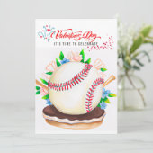 Baseball Valentijnsdag voor honkbalspeler Feestdagenkaart (Staand voorkant)