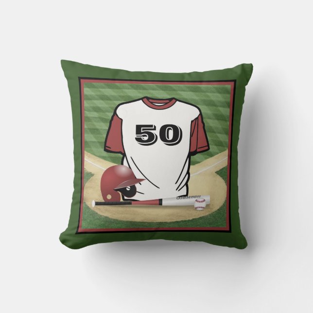 Baseball veld aangepaste jersey nummer kussen (Voorkant)