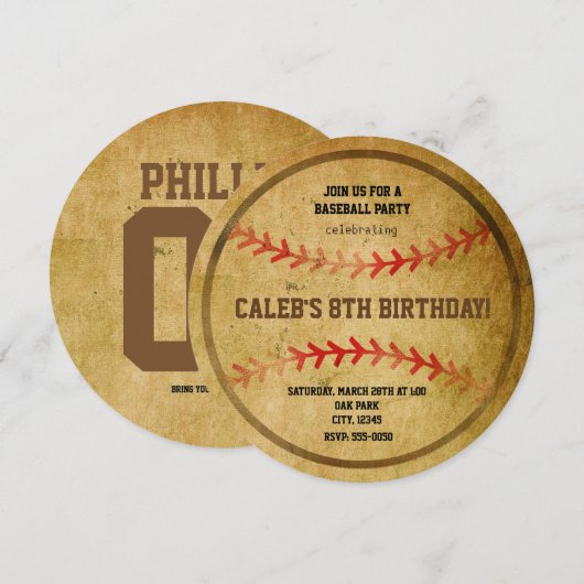 Baseball Verjaardag Party Sport Uitnodiging (Voorkant / Achterkant)