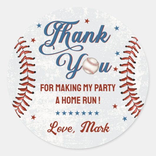  Baseball Verjaardag Party Sticker (Voorkant)