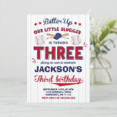 Baseball verjaardag uitnodiging honkbal 3e verjaar (Staand voorkant)