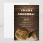 Baseball verjaardagsfeestje uitnodiging rustieke V (Voorkant / Achterkant)