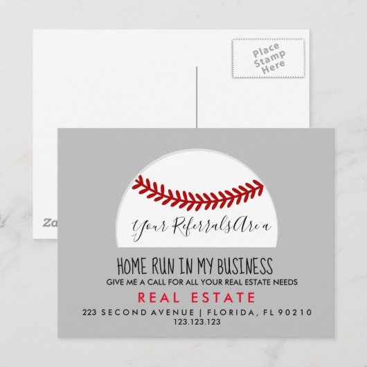 Baseball-verwijzingen Aankondigingskaart (Voorkant / Achterkant)