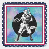 Baseball: vierkant sticker (Voorkant)