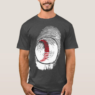 Baseball Vingerafdruk Sportliefhebber Ontwerp vrie T-shirt