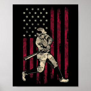 Baseball Vintage Amerikaanse Vlag 4 juli T-shirt G Poster