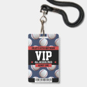 Baseball VIP Verjaardagsfeestje Gastenpas Badge (Voorzijde met lanyard)