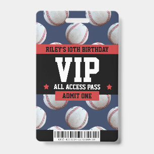 Baseball VIP Verjaardagsfeestje Gastenpas Badge