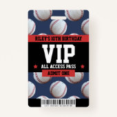 Baseball VIP Verjaardagsfeestje Gastenpas Badge (Achterkant)