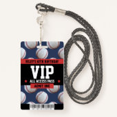 Baseball VIP Verjaardagsfeestje Gastenpas Badge (Achterkant met draagriem)
