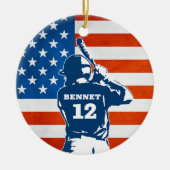 Baseball-vlag Naam en jaar aanpassen Keramisch Ornament (Voorkant)