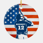 Baseball-vlag Naam en jaar aanpassen Keramisch Ornament (Achterkant)