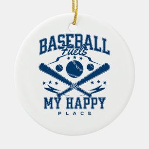 Baseball voedt mijn gelukkige plek keramisch ornament