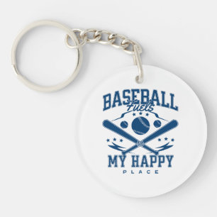 Baseball voedt mijn gelukkige plek sleutelhanger
