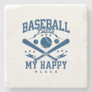 Baseball Voedt Mijn Gelukkige Plek Stenen Onderzetter