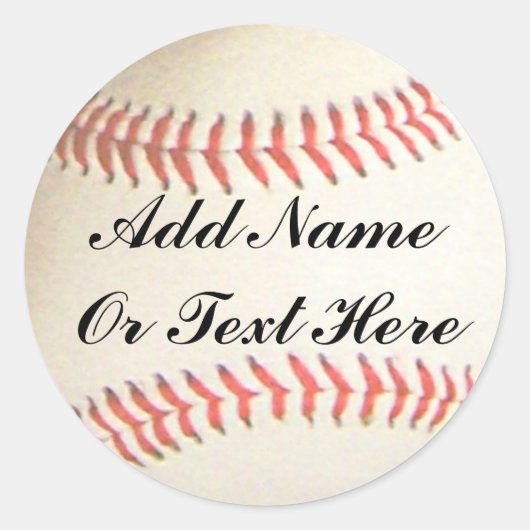 BASEBALL VOEG NAAM OF TEKST HIER TOE RONDE STICKER (Voorkant)