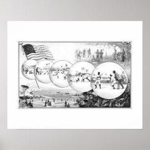 Baseball volgt de vlag, Art Print