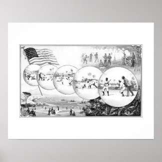 Baseball volgt de vlag, Art Print