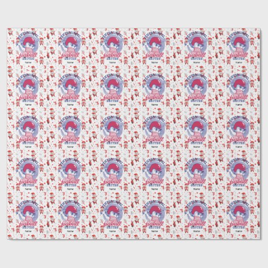 Baseball voor Kerstmis met Kerstmis met kerstman Cadeaupapier (Vlak)