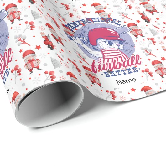 Baseball voor Kerstmis met Kerstmis met kerstman Cadeaupapier (Rol Hoek)