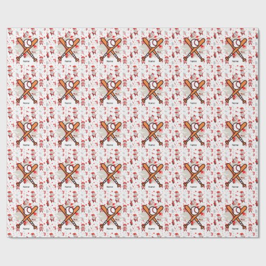 Baseball voor Kerstmis met Kerstmis met kerstman Cadeaupapier (Vlak)
