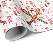 Baseball voor Kerstmis met Kerstmis met kerstman Cadeaupapier (Rol Hoek)