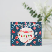 Baseball voor Kerstmis met naam Feestdagenkaart (Staand voorkant)