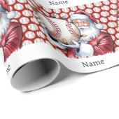 Baseball voor Kerstmis met naam voor kinderen Cadeaupapier (Rol Hoek)