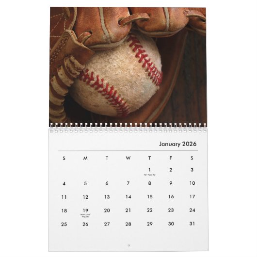 Baseball Wall Agenda Kalender (Jan 2026)