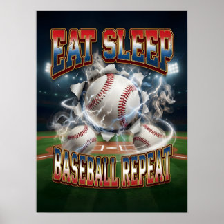 Baseball wanddecoratie - Retro 90s Poster